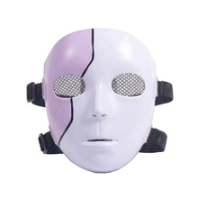 Masque blanc de soirée halloween pour adulte avec ouverture en mesh et brides noires réglables pour bal masqué élégant
