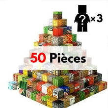 Une pyramide colorée composée de 50 blocs magnétiques minecraft en papier avec textures et designs variés