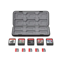 Boîtier de rangement magnétique noir en plastique pour cartes microsd et cartouches nintendo switch avec compartiments moulés