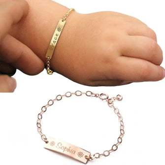 Bracelet acier inoxydable personnalisé avec nom de bébé -