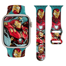 Bracelet apple watch en silicone thème iron man marvel rouge et or pour confort optimal et style armure