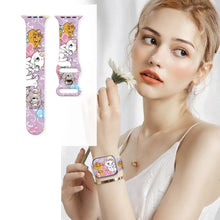 Bracelet apple watch en silicone rose avec design marie cat issu du film aristochats pour montre apple watch