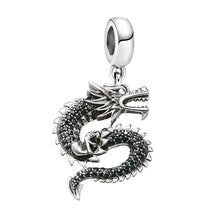 Breloque dragon noir en argent 925 avec zircon noir et pendentif métallique poli pour bijoux élégants