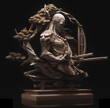 Buste en résine 1/11 à assembler et à peindre représentant un samouraï ivoire préparant puis entouré de bonsaïs finement sculptés