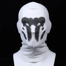 Masque intégral blanc avec motif taches d’encre noir style test de rorschach pour déguisement carnaval adulte