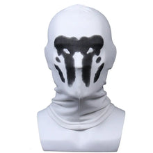 Cagoule à taches d’encre halloween pour adulte avec masque intégral blanc orné d’un crâne noir pour déguisement carnaval