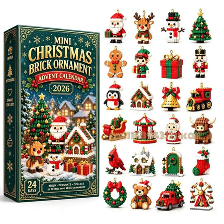 Calendrier de l’Avent avec 24 ornements de Noël en briques 2D
