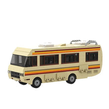 Camping-car de série en briques de construction couleur crème avec bandes orange et marron en plastique abs véhicules miniatures