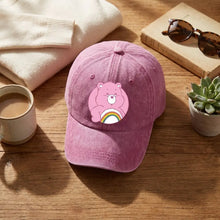 Casquette care bears ajustable en coton rose avec broderie care bear et design arc-en-ciel sur le devant
