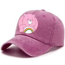 Casquette care bears ajustable en tissu violet délavé avec un motif care bear et arc-en-ciel imprimé