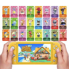 Console portable nintendo switch lite jaune affichant animal crossing happy home paradise pour cartes nfc collection