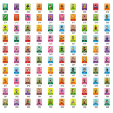 Cartes nfc collection animal crossing avec 400 cartes colorées uniques présentant des personnages et arrière-plans vibrants