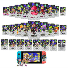 Cartes nfc splatoon 2026 avec manettes joy-con nintendo switch bleu et rouge à motifs éclaboussures colorées
