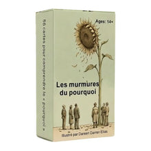 Boîte rectangulaire verte pâle de cartes tarot français murmure cosmique illustrée d’un tournesol pour réflexion personnelle des amateurs d’oracles