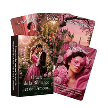 Cartes tarot français oracle de l’amour coffret illustré rose avec tirages personnels et scènes romantiques en français idée cadeau