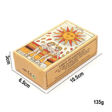 Boîte en carton beige cartes tarots de marseille style vintage pour développement personnel et magasins de jouets