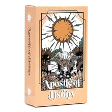 Boîte pêche avec design tarot lenormand multilingue illustrant un apôtre du destin pour déguisement carnaval