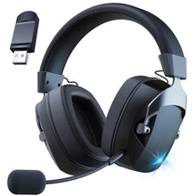 Casque micro gaming bluetooth usb noir avec accents argentés et led bleu équipé dun micro et dun récepteur usb gaming bluetooth usb