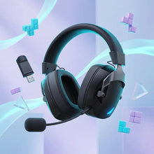 Casque micro gaming bluetooth usb noir avec éclairage led teal, micro détachable et design circum-auriculaire