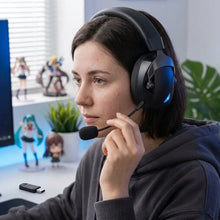 Casque micro gaming bluetooth usb noir avec éclairage led bleu sur les écouteurs pour gaming bluetooth usb