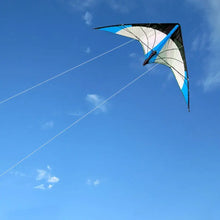 Cerf-volant acrobatique à deux lignes de 120 cm avec une envergure annoncée en noir et bleu parfait pour déguisement carnaval