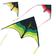 Cerf-volant delta de 160 cm avec ligne de 100 m affichant trois motifs colorés en dégradé pour déguisement carnaval
