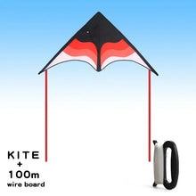 Cerf-volant delta de 160 cm noir et rouge avec accents blancs et ligne de 100 m idéal pour déguisement carnaval