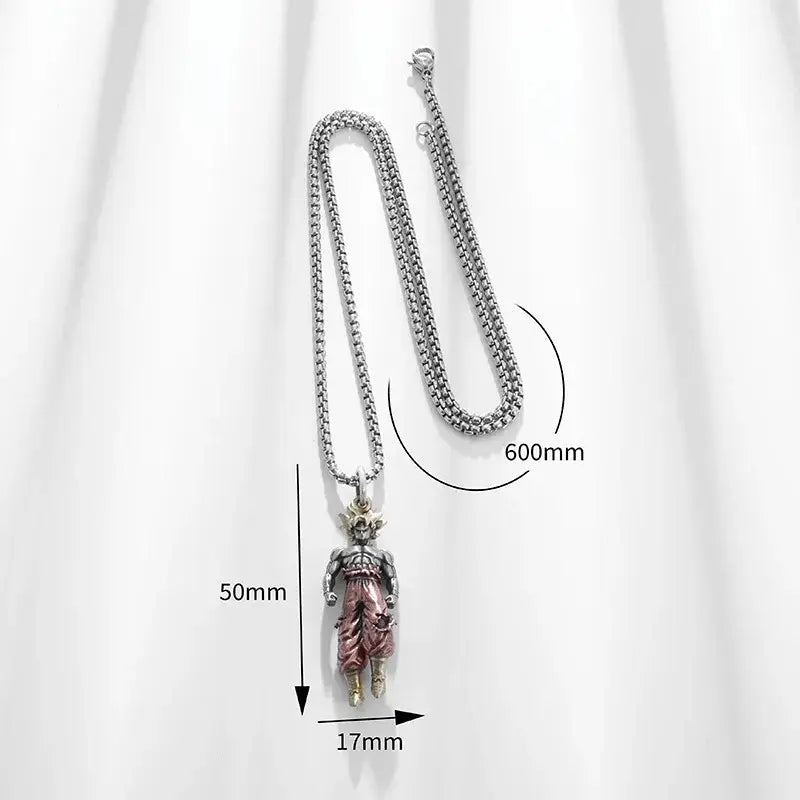 Collier Pendentif Goku Dragon Ball Z – Alliage, Chaîne 60 Cm, Pendentif 50x17 Mm – Cadeau Fan Anime, Cosplay, Style Manga