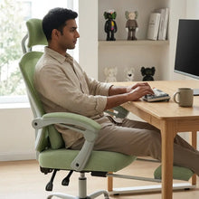 Chaise bureau pc ergonomique inclinable vert clair avec dossier en mesh, accoudoirs réglables et siège rembourré