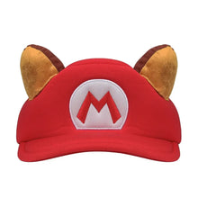 Chapeau super mario raton laveur rouge en peluche avec oreilles marron et logo blanc brodé m