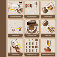 Chariot médical blanc et marron en plastique avec 52 pièces pour consultation imaginaire et accessoires réalistes