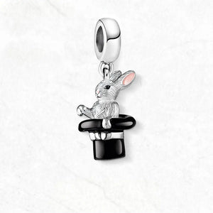Charm Argent Lapin Magicien