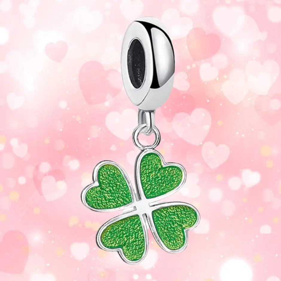 Charm Collier Trèfle Quatre Feuille Vert
