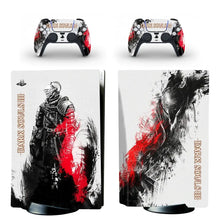 Autocollants dark souls pour ps5 avec lecteur de disque en art à l’encre noire blanc rouge et chevalier en armure