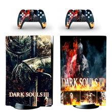 Autocollants dark souls pour console ps5 avec lecteur de disque featuring guerrier enflammé en noir rouge or et gris