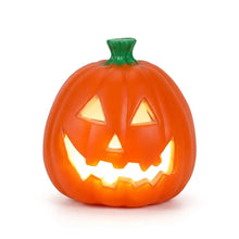 Citrouille lumineuse décorative orange en plastique avec tige verte et yeux triangulaires lumineux pour halloween