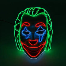 Masque clown effrayant lumineux avec design joker vert rouge et bleu parfait pour halloween