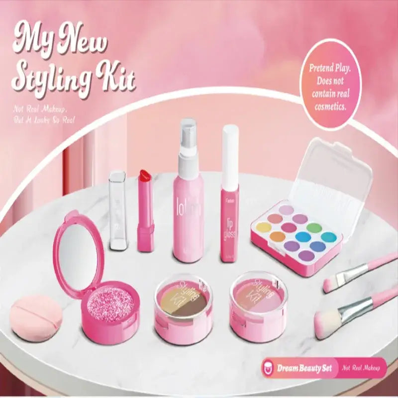 Kit Mini Maquillage Pour Maison De Poupée – 5 Accessoires De Salon De Beauté Rose, Compatible Barbie, Cadeau Créatif Filles 3-8 Ans