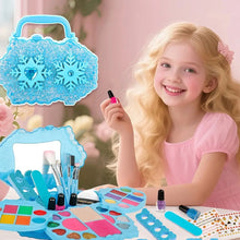 Coffret de maquillage lavable enfant en boîte bleue avec flocon pailleté et bijoux cœur annoncé lavable