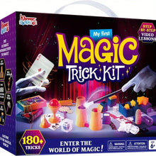 Boîte coffret de magie joyfy violet et jaune avec leçons vidéo étape et accessoires colorés pour plus de 180 tours
