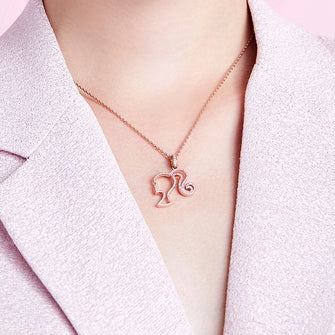 Collier Barbie Argent tête classique - Enjouet