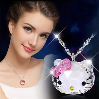 Collier Pendentif Hello Kitty Cristal - Enjouet