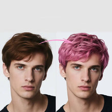 Coloration temporaire cheveux halloween avec coupe courte ondulée rose vif style moderne et texturé cire colorante