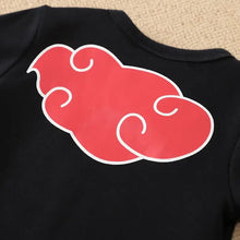 Combinaison bébé garçon noir à manches courtes avec grand nuage rouge et contour blanc inspiré de naruto sasuke