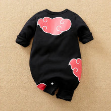 Combinaison bébé garçon noire manches longues avec nuages rouges blancs inspirée de akatsuki naruto sasuke