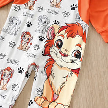 Combinaison bébé garçon blanche avec motif roi lion orange et noir featuring grand simba cartoon