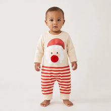 Combinaison bébé père noël crème à manches longues avec motif père noël rouge et blanc et jambes rayées rouges et blanches
