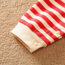 Combinaison bébé père noël rayée rouge et crème avec boutons pression aux poignets manches longues