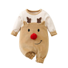 Combinaison bébé unisexe en peluche marron renne avec nez rouge pompon et bois pour bébé unisexe