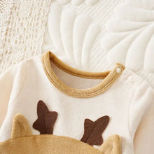Combinaison bébé unisexe crème en peluche avec bois de renne en feutre marron et oreilles pour froid hiver